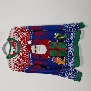 Jolly Sweaters Christmas Santa Holiday Statement Festive Ugly Sweater Size L